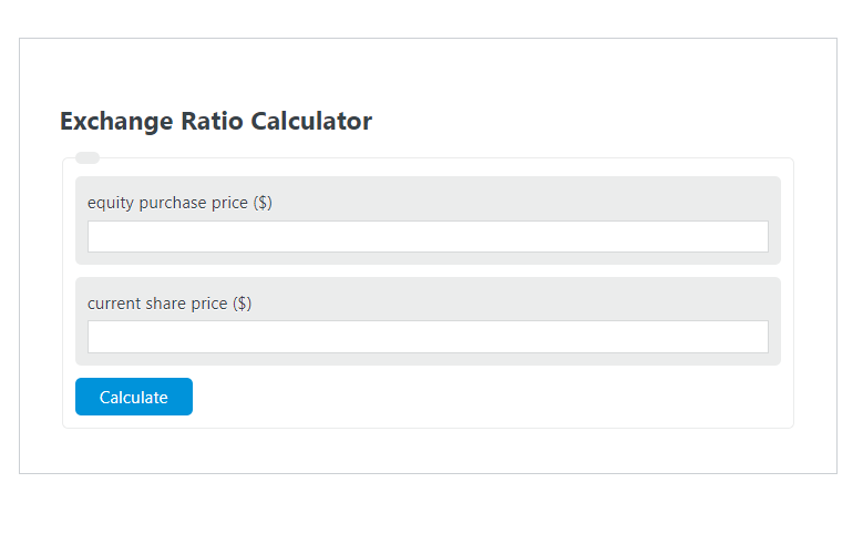 exchange ratio calculator