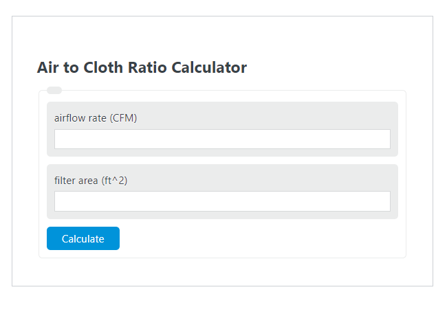 air to cloth ratio calculator