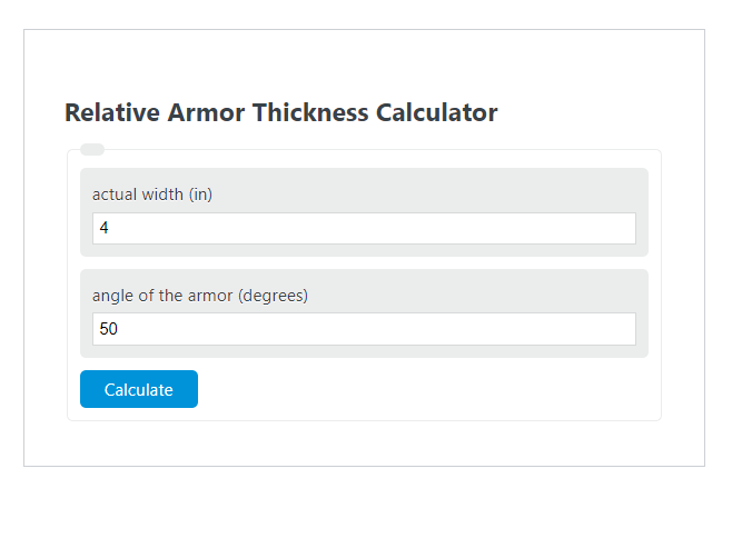 relative armor thickness calculator