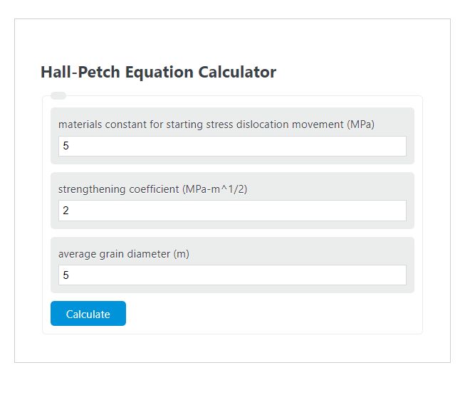 hall-petch equation calculator