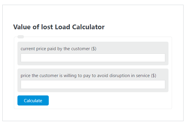 value of lost load calculator