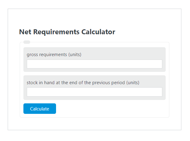 net requirements calculator