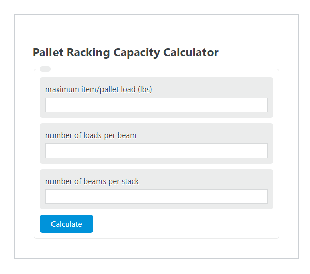 pallet racking capacity calculator

