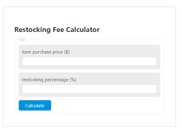 restocking fee calculator