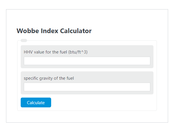 wobbe index calculator