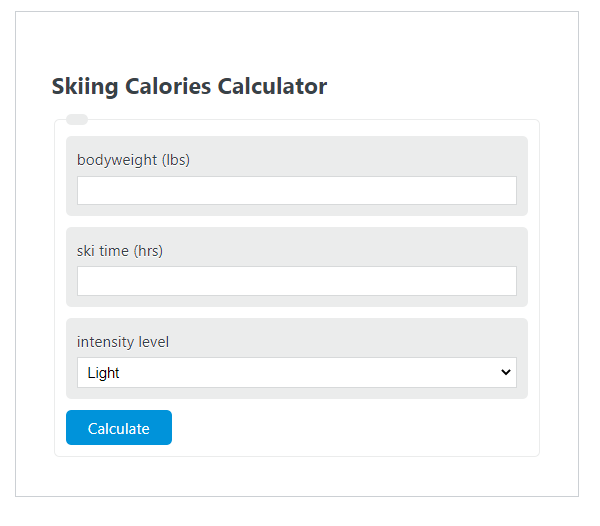 skiing calories calculator