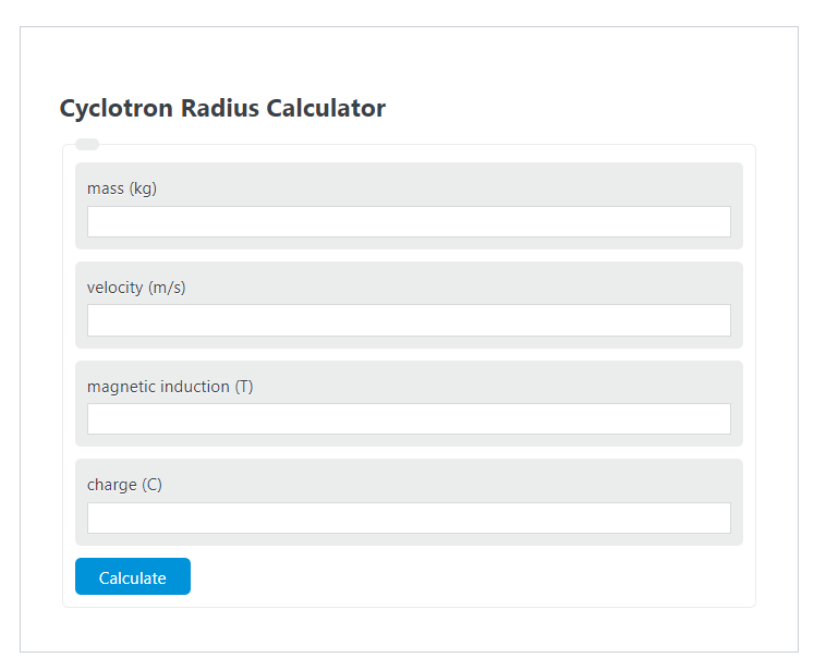 cyclotron radius calculator