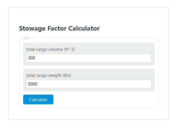 stowage factor calculator
