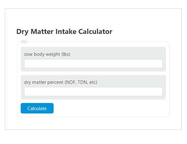 dry matter intake calculator