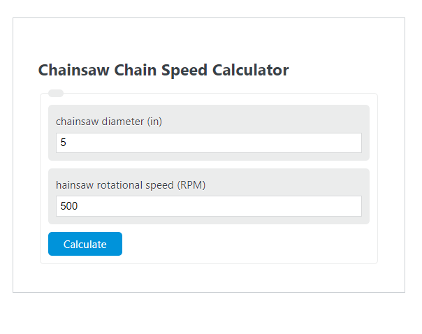 chainsaw chain speed calculator
