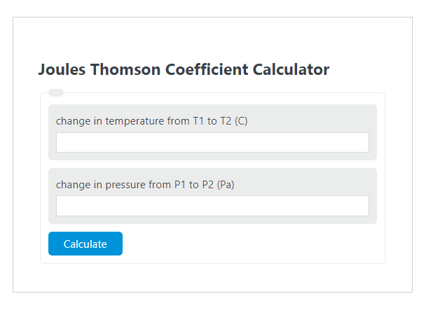 joules Thomson coefficient calculator