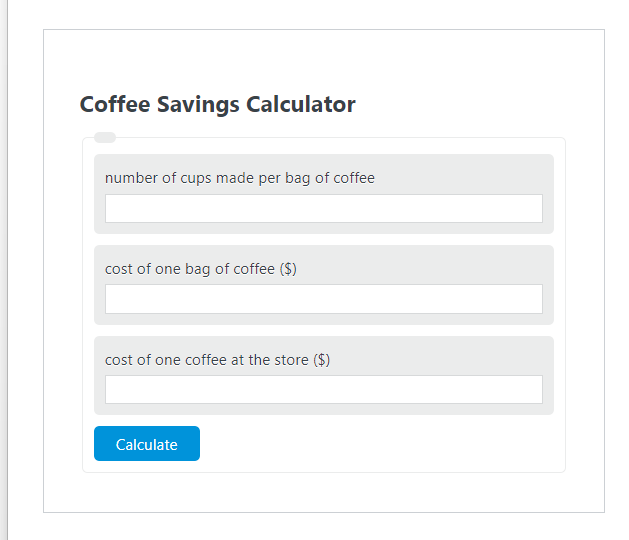coffee savings calculator