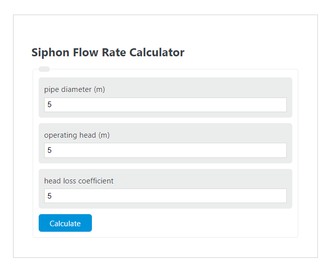 siphon flow rate calculator