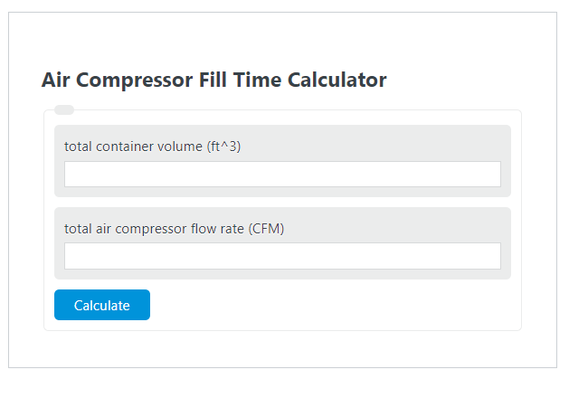 air compressor fill time calculator