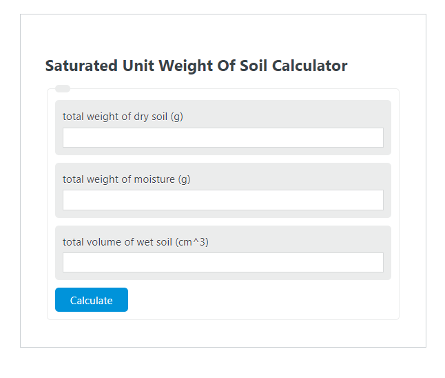 saturated unit weight of soil calculator