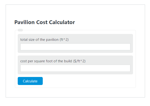 pavilion cost calculator