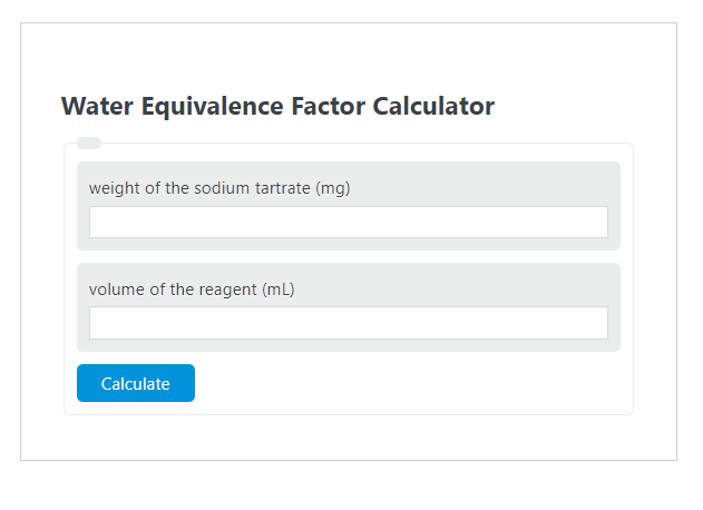 water equivalence factor calculator