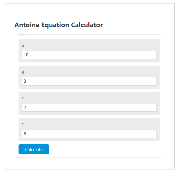 Antoine equation calculator