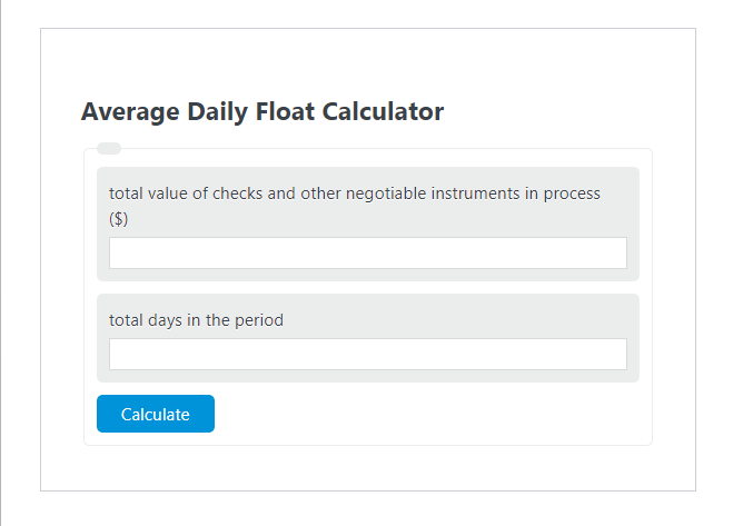 average daily float calculator