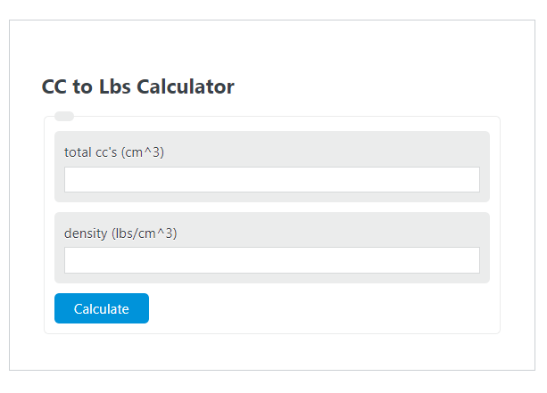 cc to lbs calculator