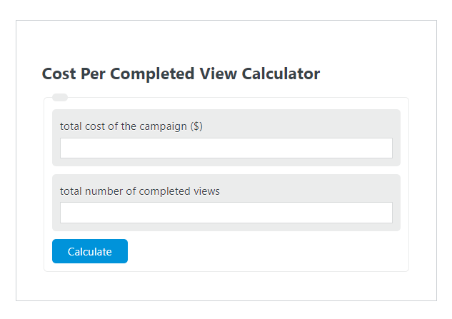 cost per completed view calculator