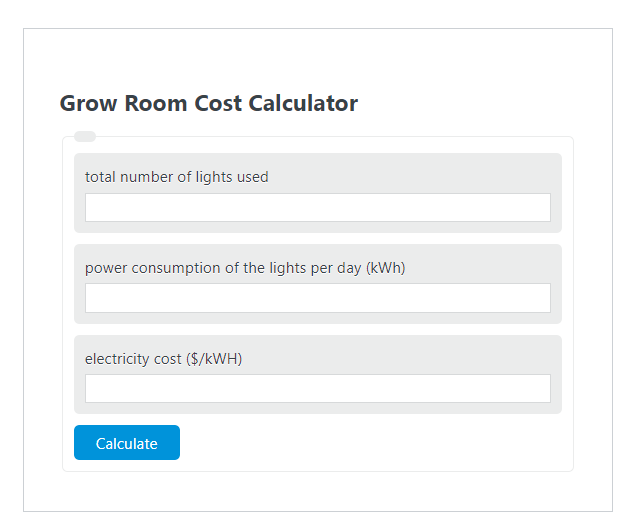 grow room cost calculator