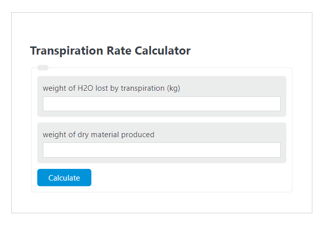 transpiration rate calculator