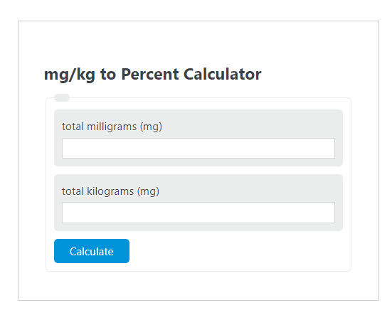 mg/kg to percent calculator