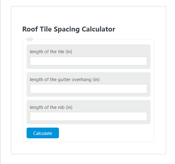 roof tile spacing calculator