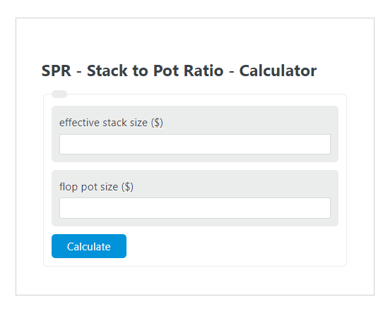 stack to pot ratio calculator