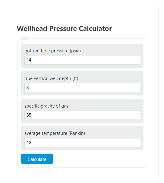 wellhead pressure calculator