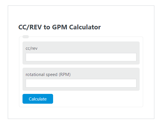 cc/rev to gpm calculator