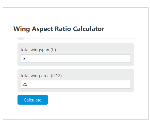 wing aspect ratio calculator
