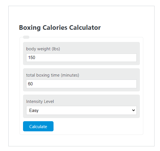 boxing calories calculator