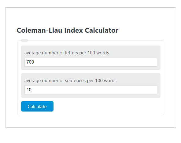 Coleman-Liau Index Calculator