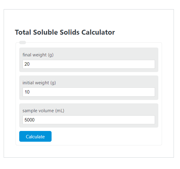 total soluble solids calculator