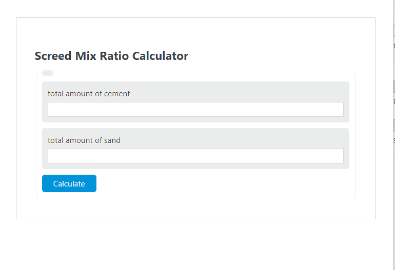 screed mix ratio calculator