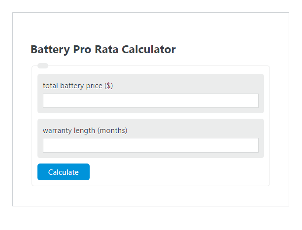 battery pro rata calculator