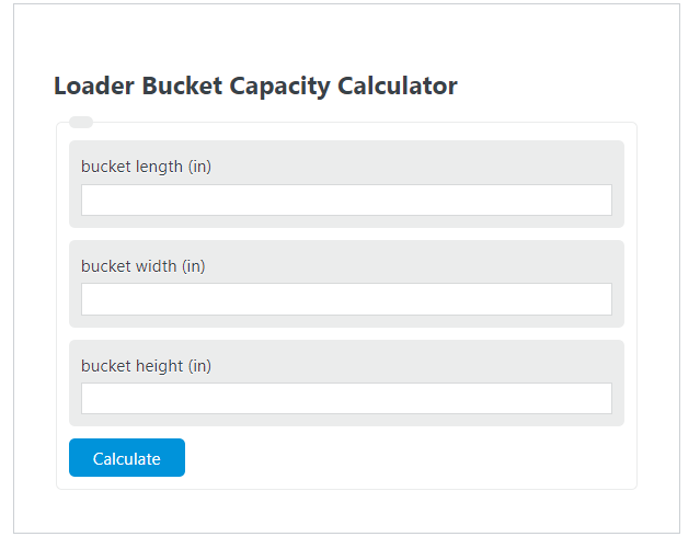 loader bucket capacity calculator