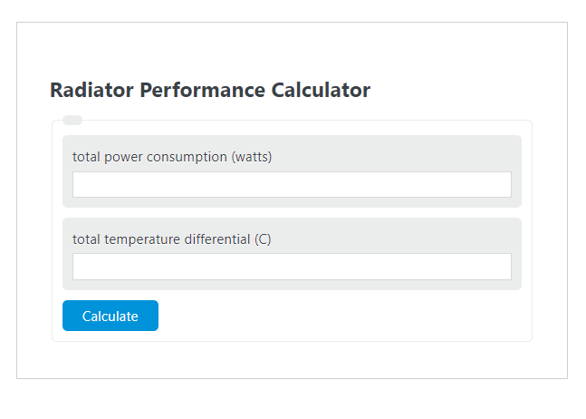 radiator performance calculator