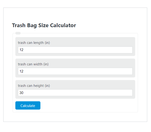 trash bag size calculator