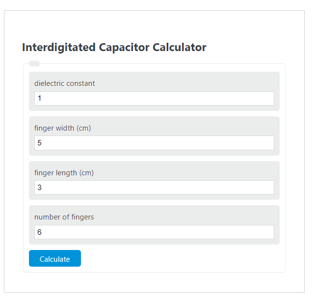interdigitated capacitor calculator
