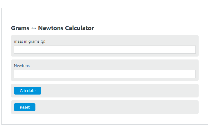 grams to newtons calculator