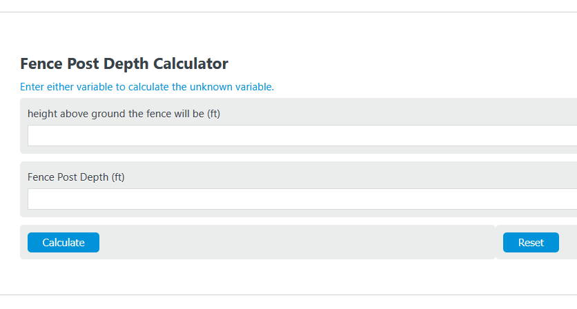 fence post depth calculator