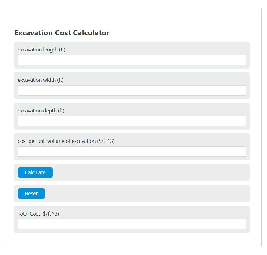 excavation cost calculator