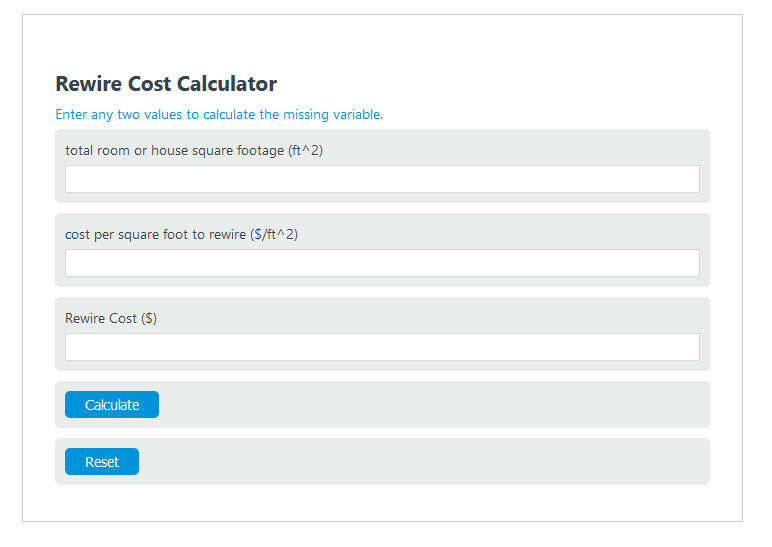 rewire cost calculator