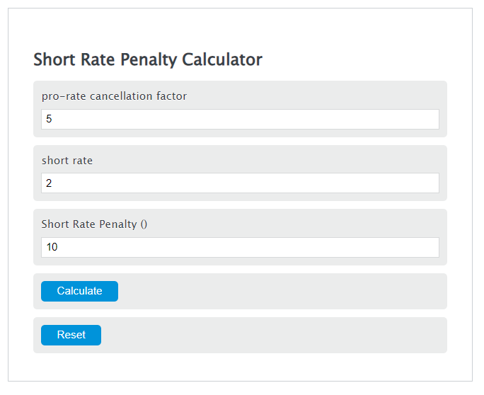short rate penalty calculator
