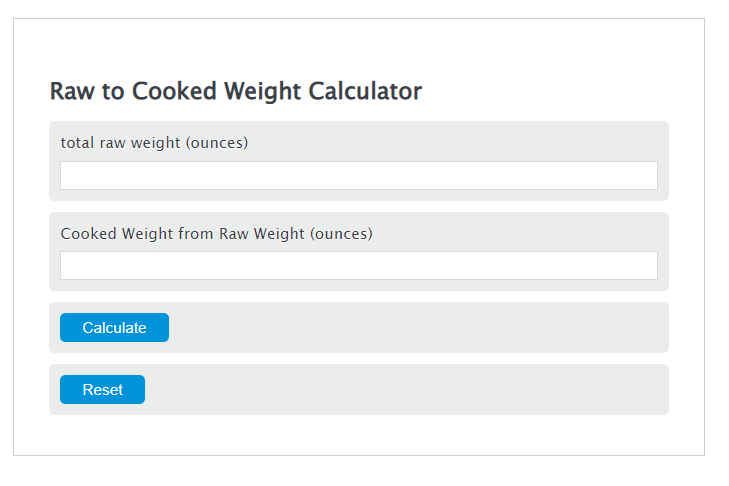 raw to cooked weight calculator
