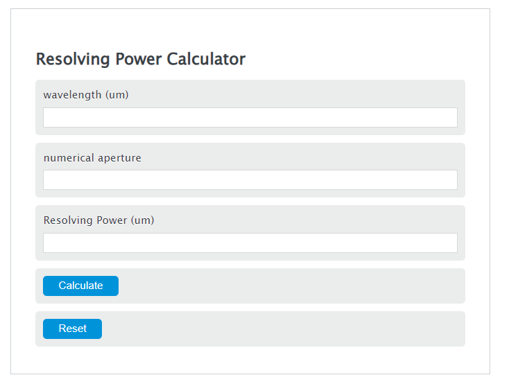 resolving power calculator