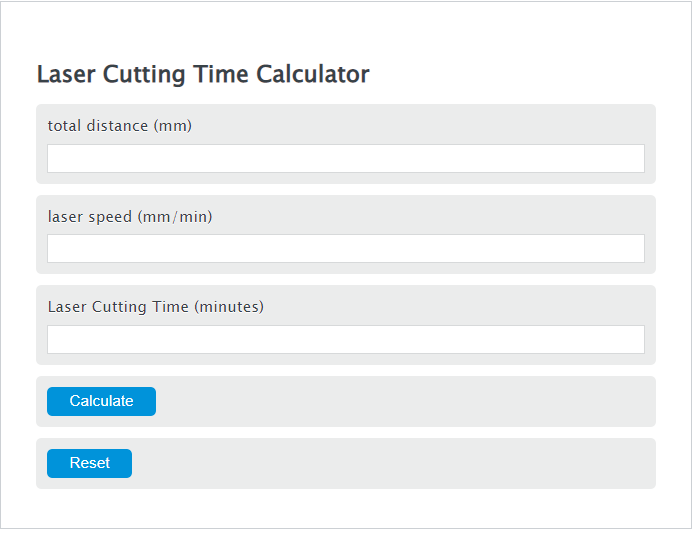 laser cutting time calculator